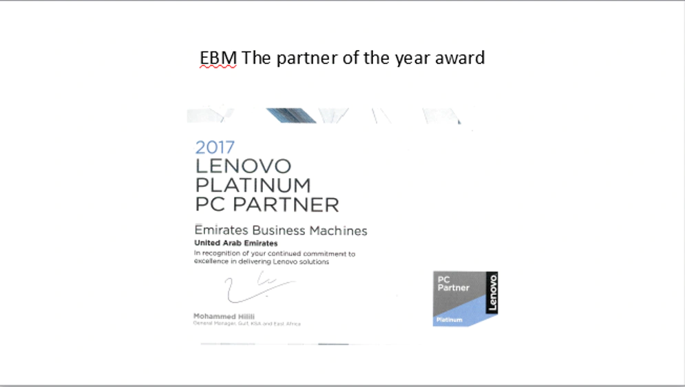 Emirates Business Machines wins Lenovo Partner of the Year award