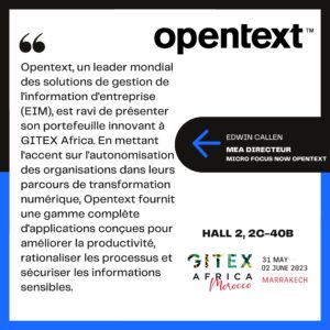  image graphique avec le titre OpenText et un bloc de texte